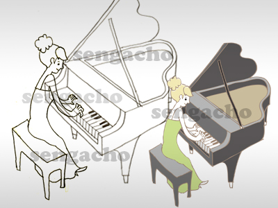 ピアノを演奏する人のイラスト 線画帳
